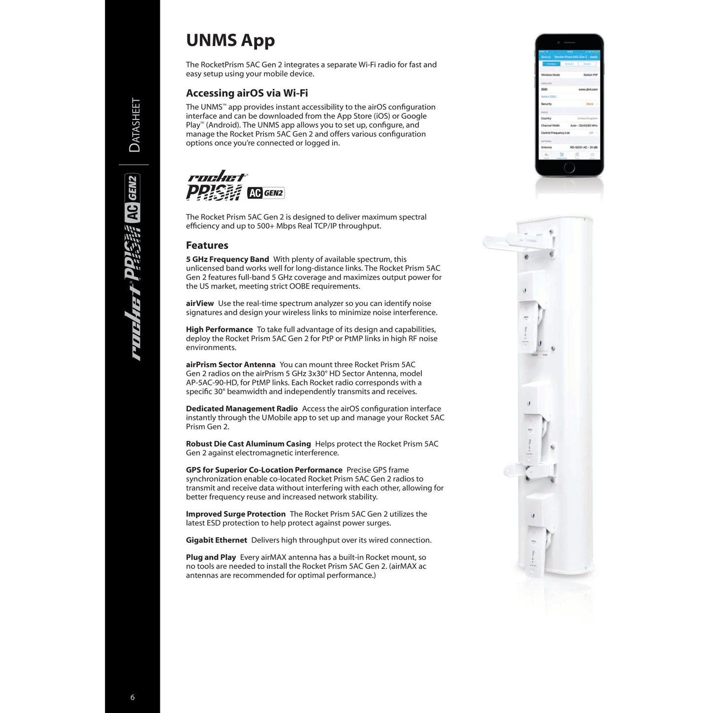 Ubiquiti UISP airMAX Rocket Prism AC 5GHz Radio | RP-5AC-Gen2