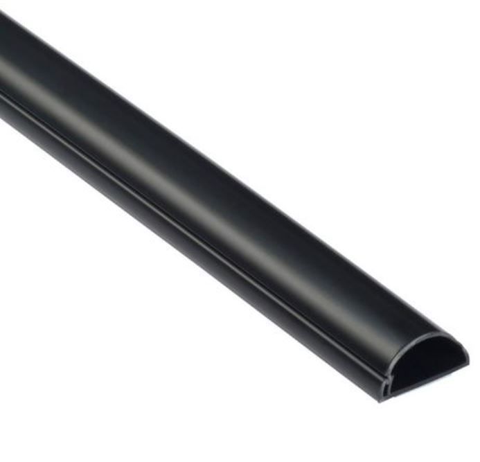 D-Line: Half Round Cable Management Trunking - 30mm x 15mm x 2m - BLACK