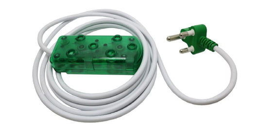 Ellies 5m 10A Extension Cable / Cord / Lead with Side by Side Coupler Green