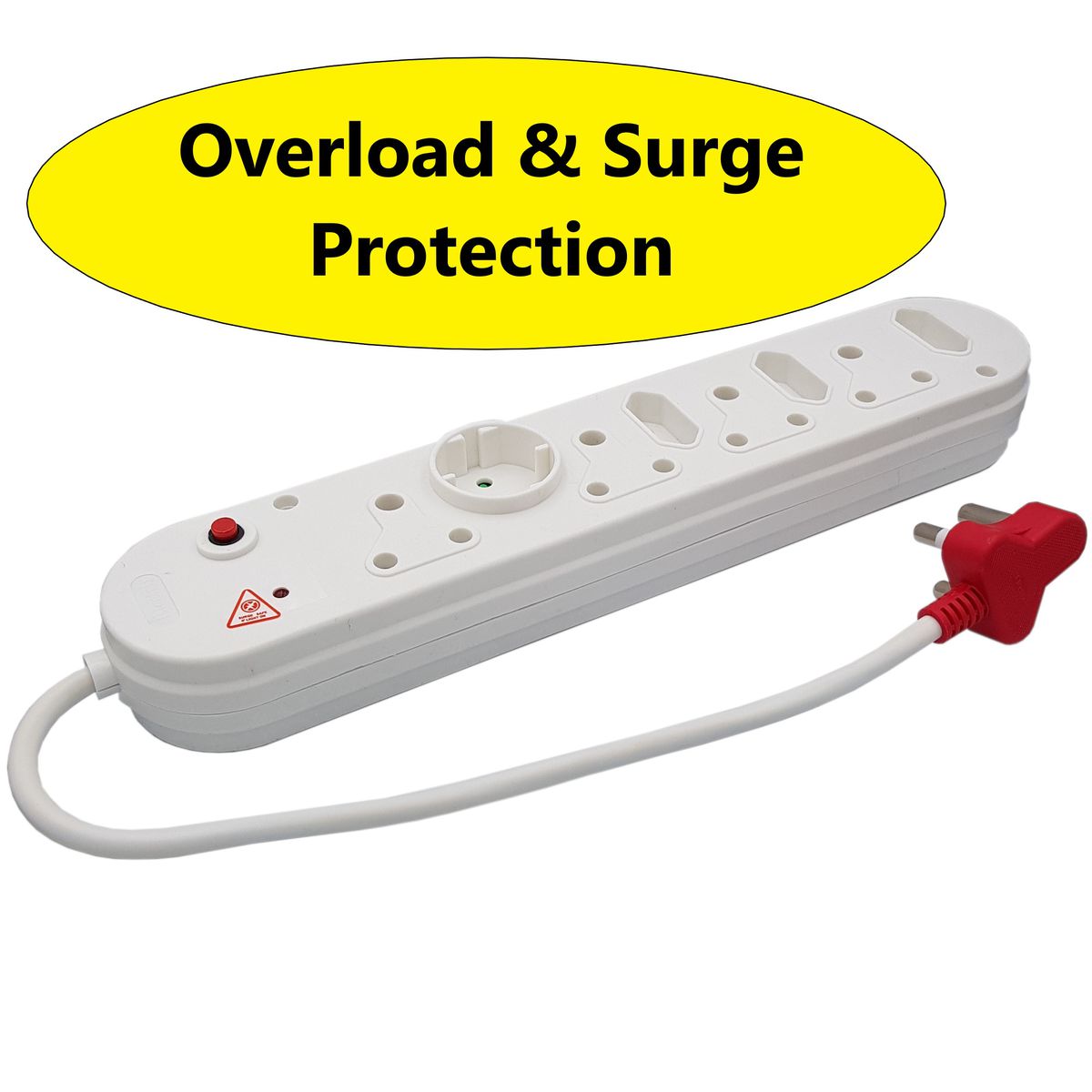 Surged & Overload Multi-Plug 4x16A 3x5A 1 Round Socket 0.3m Cord: E 28