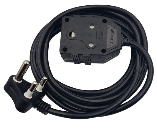 Black 3m Extension Electrical Cord / Lead / Cable: Double Coupler