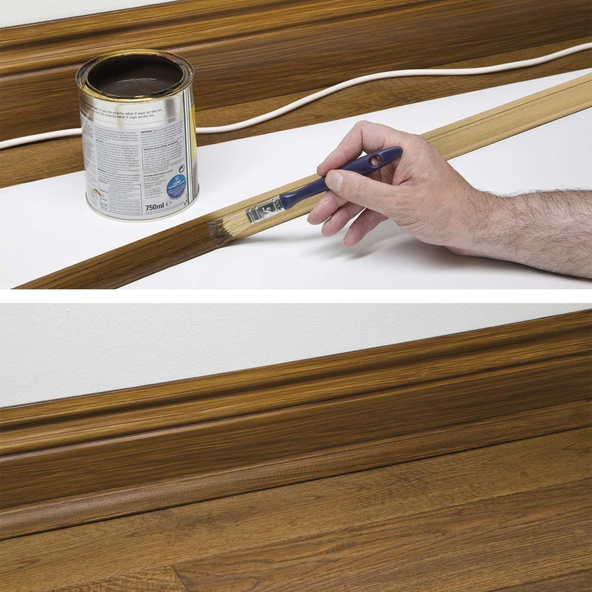 D-Line: ¼ Round Cable Management Trunking 22mm x 22mm x 2m Oak Finnish