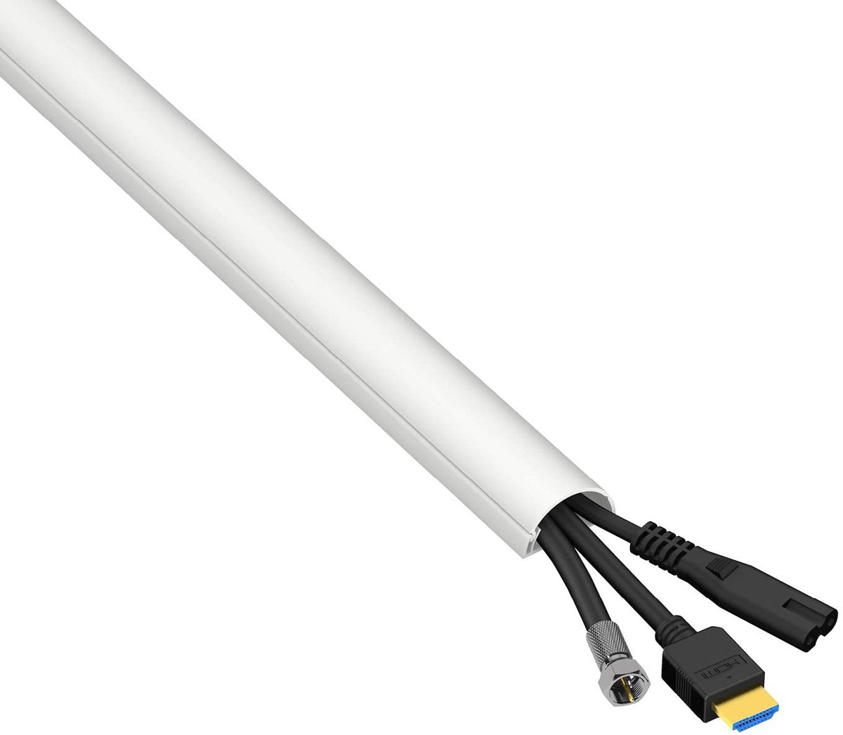 D-Line: Half Round White Cable Management Trunking - 30mm x 15mm x 2m