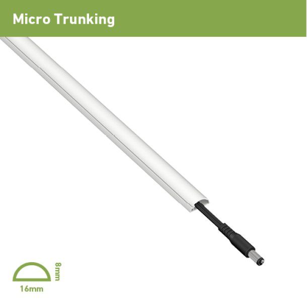 D-Line Half Round Micro Cable Trunking / ducting 16mm x 8mm x 2m white