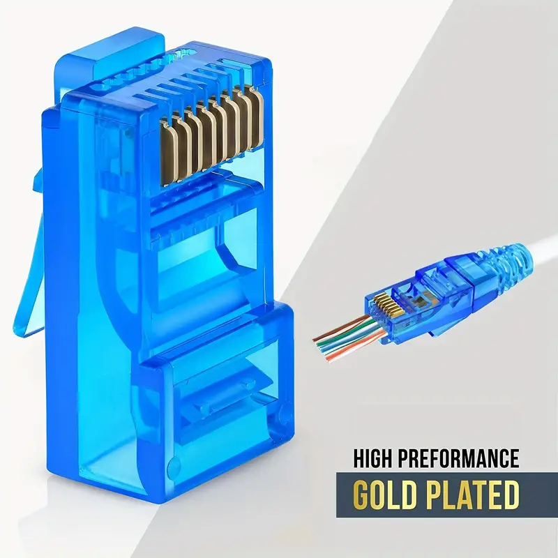 EZ Pass Through Cat6 RJ45 Connectors (50 in a pack) Multi Colour