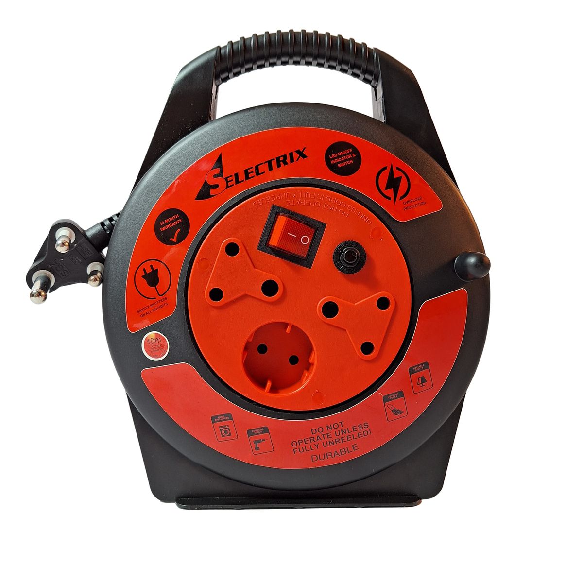 Selectrix: 10m Closed Reel Electrical Extension Cord / Cable.