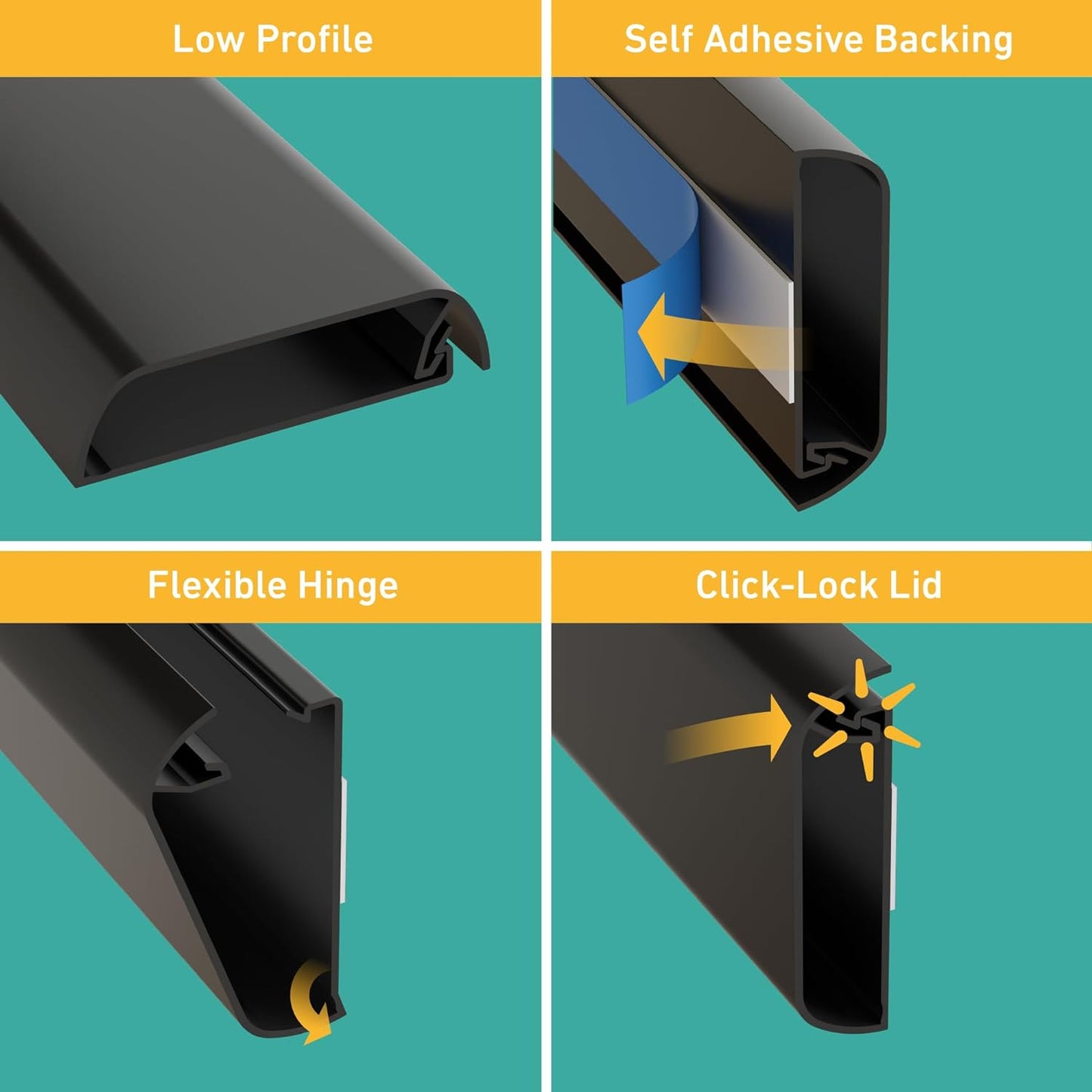 D-Line: TV Cable Management Trunking 60x15mm x 1m: Black
