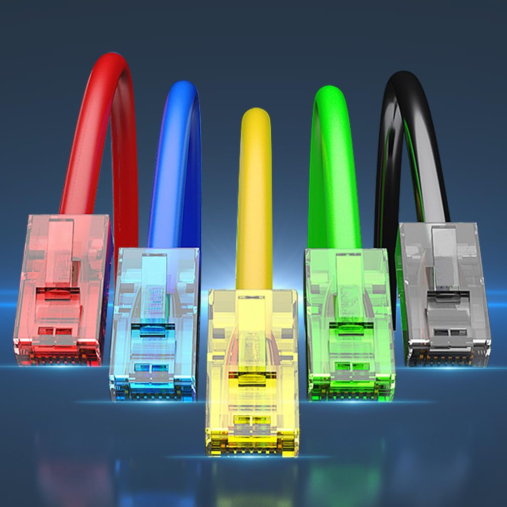 EZ Pass Through Cat6 RJ45 Connectors (50 in a pack) Multi Colour