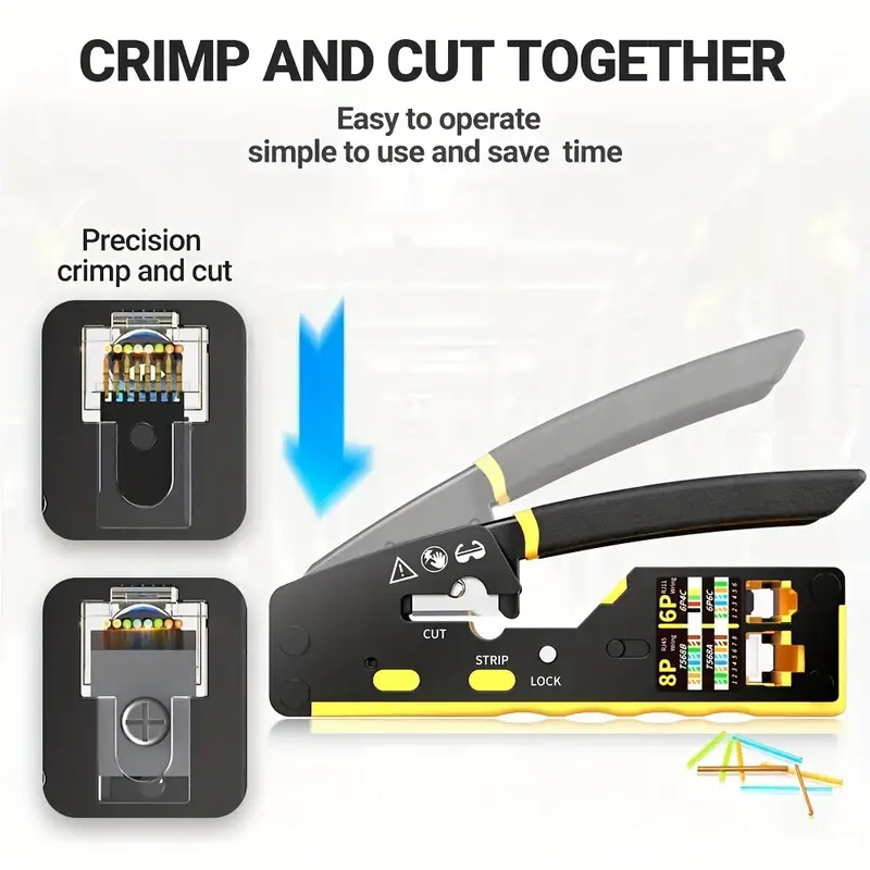 EZ Pass-through: RJ45 Network Cable Crimp Tool: Cat5e / CAT6 / RJ45 /RJ11