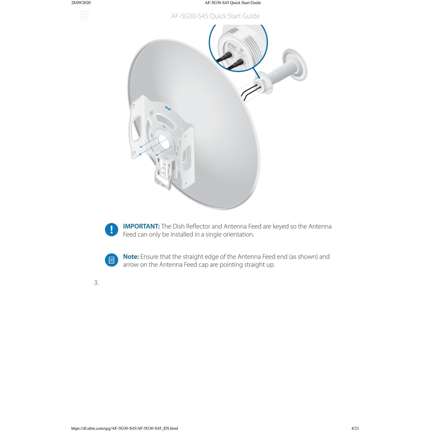Ubiquiti UISP airFiberX 5GHz 30dBi 45° Slant Dish Antenna | AF-5G30-S45