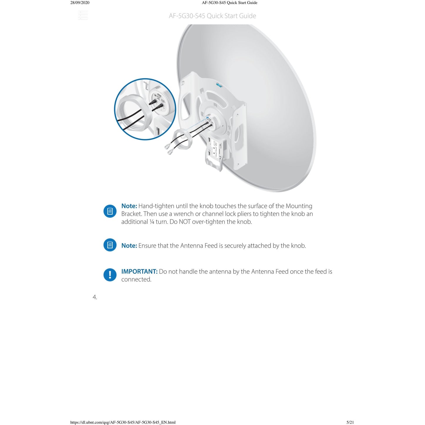Ubiquiti UISP airFiberX 5GHz 30dBi 45° Slant Dish Antenna | AF-5G30-S45