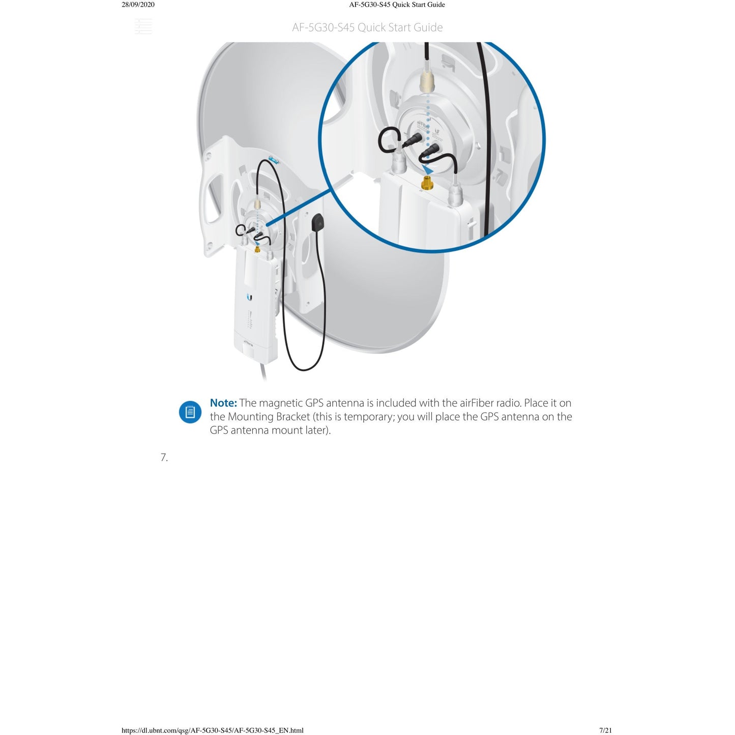 Ubiquiti UISP airFiberX 5GHz 30dBi 45° Slant Dish Antenna | AF-5G30-S45