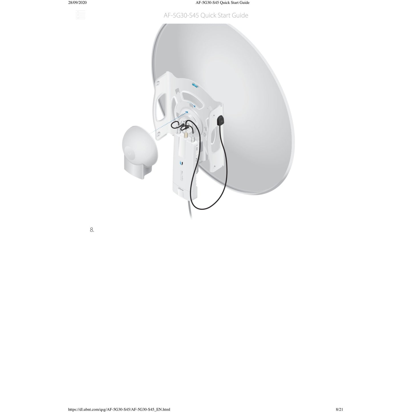 Ubiquiti UISP airFiberX 5GHz 30dBi 45° Slant Dish Antenna | AF-5G30-S45