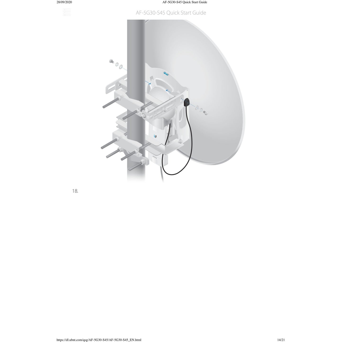 Ubiquiti UISP airFiberX 5GHz 30dBi 45° Slant Dish Antenna | AF-5G30-S45