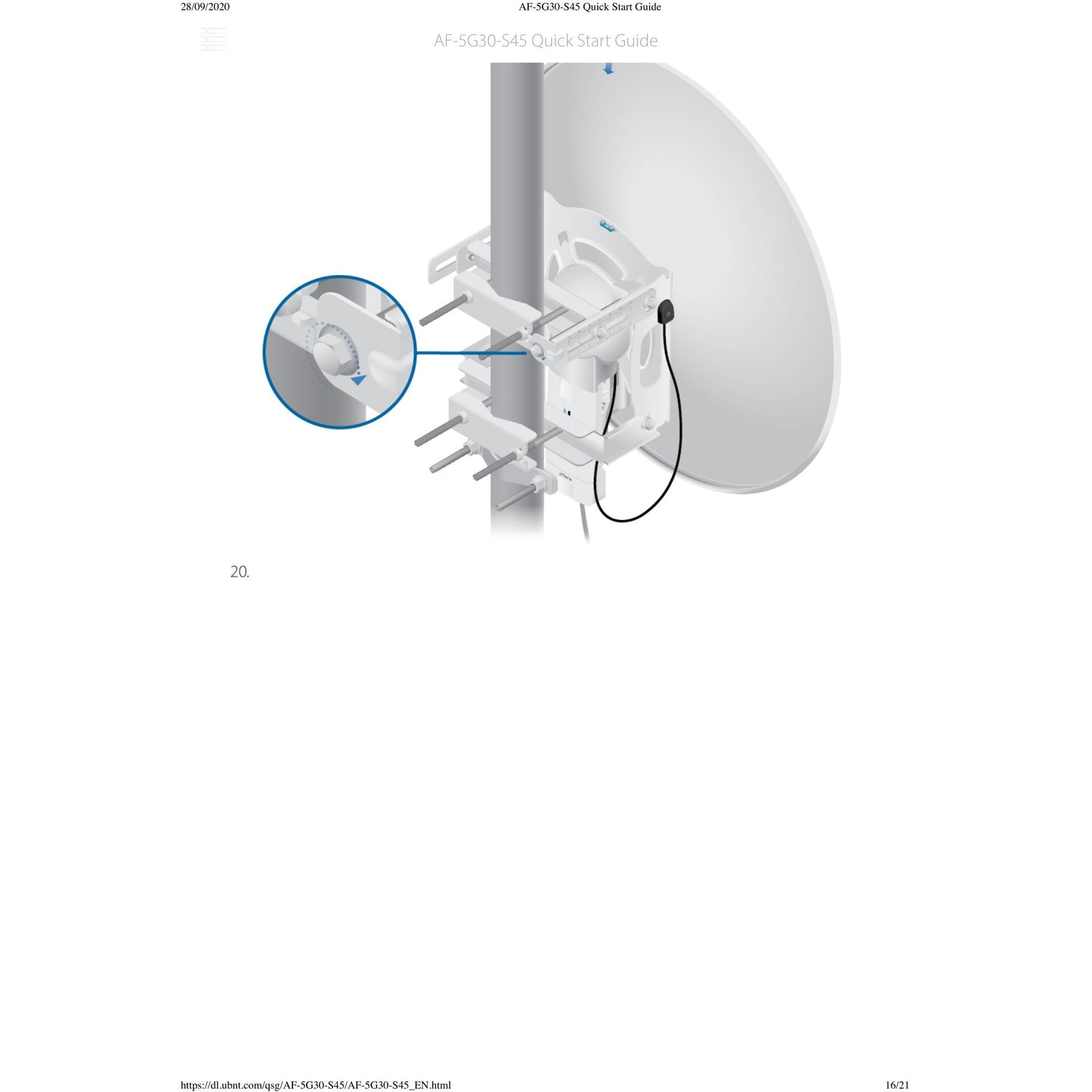 Ubiquiti UISP airFiberX 5GHz 30dBi 45° Slant Dish Antenna | AF-5G30-S45