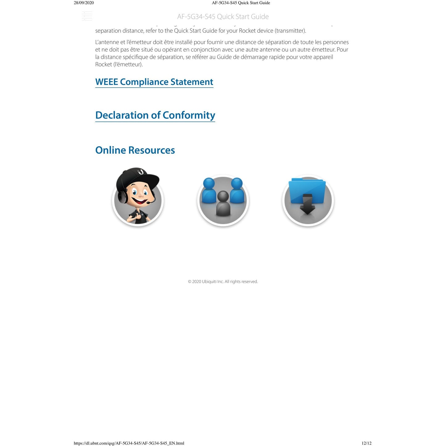 Ubiquiti UISP airFiberX 5GHz 34dBi 45° Slant Dish Antenna | AF-5G34-S45