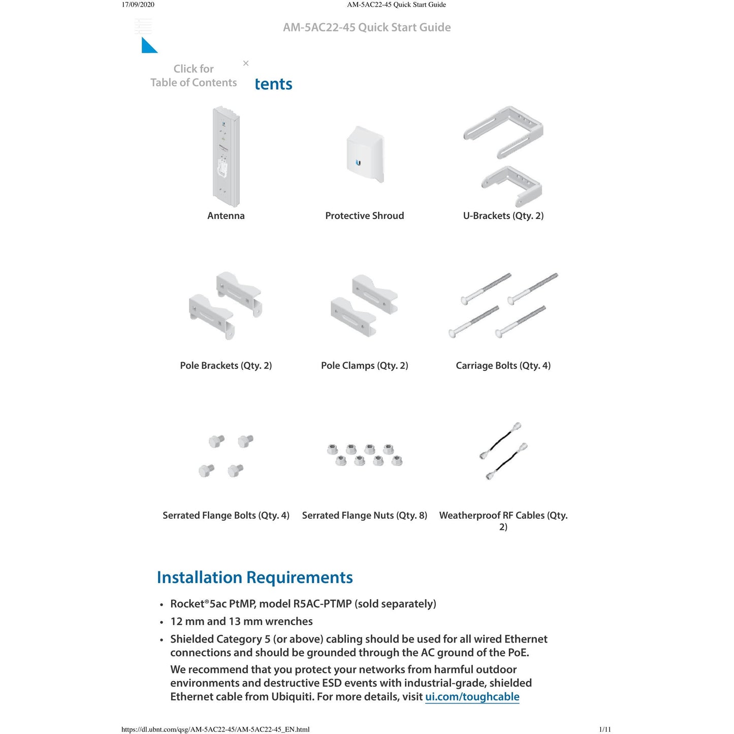 Ubiquiti UISP airMAX AC 5GHz 22dBi 45° Sector Antenna | AM-5AC22-45