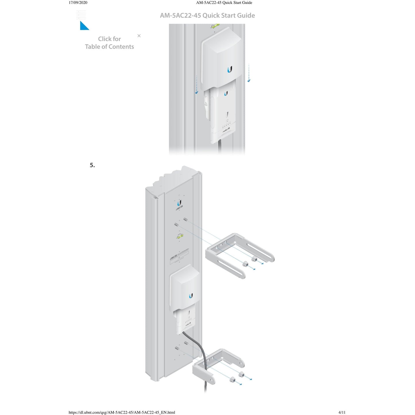 Ubiquiti UISP airMAX AC 5GHz 22dBi 45° Sector Antenna | AM-5AC22-45