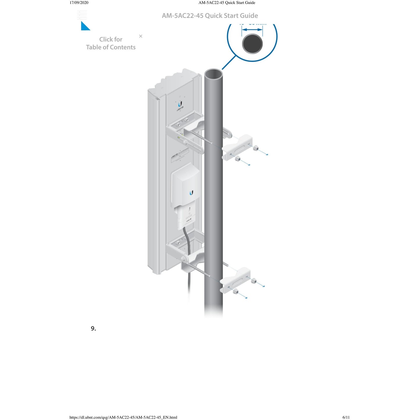 Ubiquiti UISP airMAX AC 5GHz 22dBi 45° Sector Antenna | AM-5AC22-45