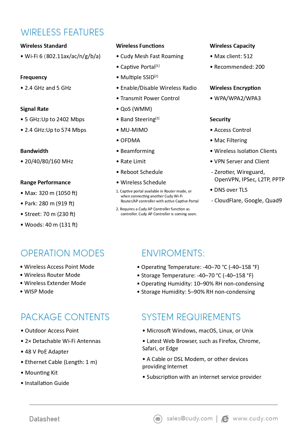 Cudy Dual Band 3000Mbps WiFi 6 Outdoor Access Point | AP3000 Outdoor