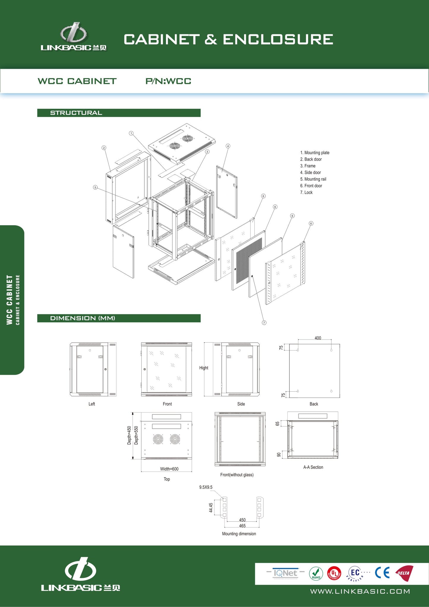 Linkbasic 12U Swing Frame Wall Box Network Cabinet.
