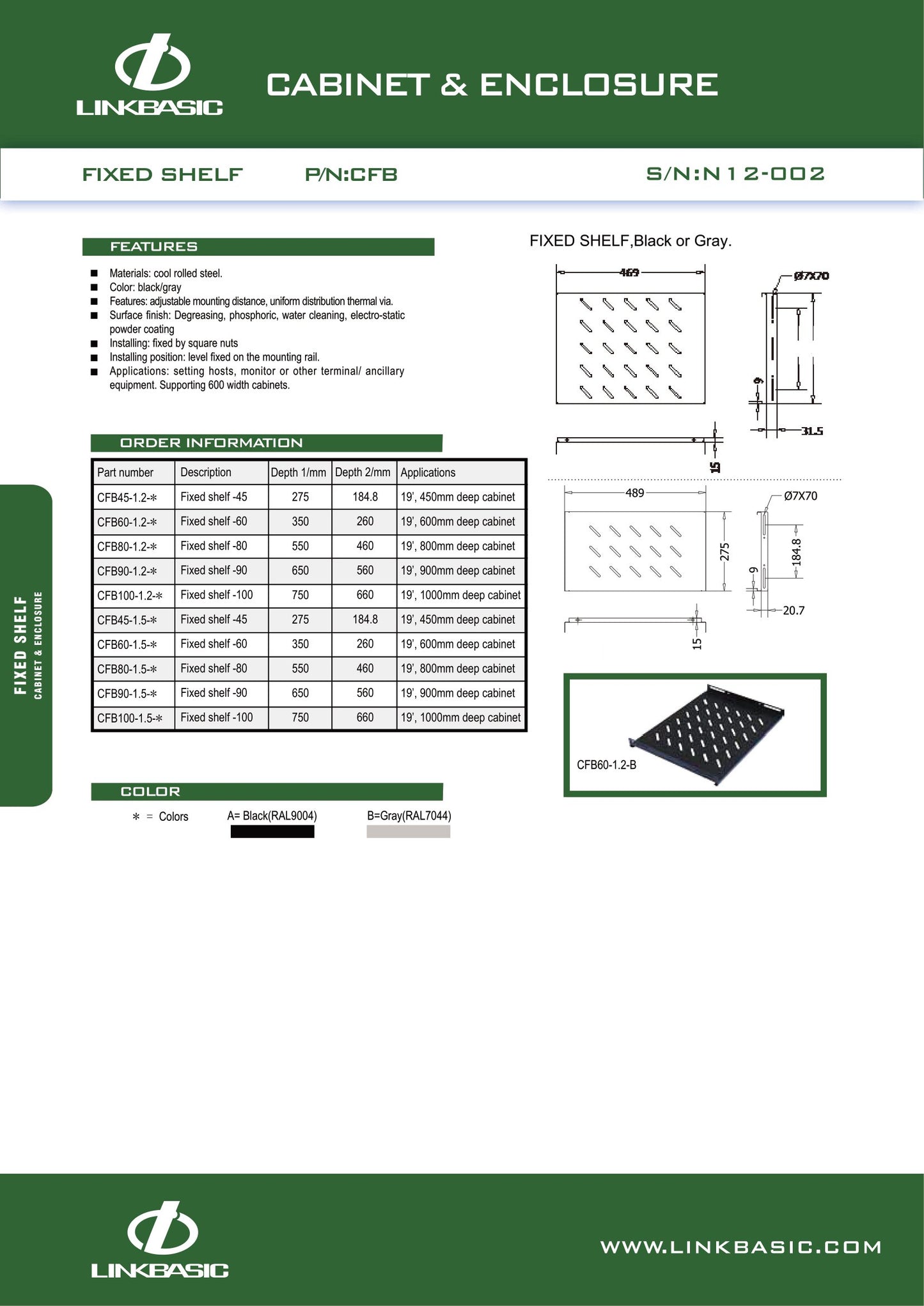 Linkbasic 550mm 19-inch Rear Supported (Rack) Tray