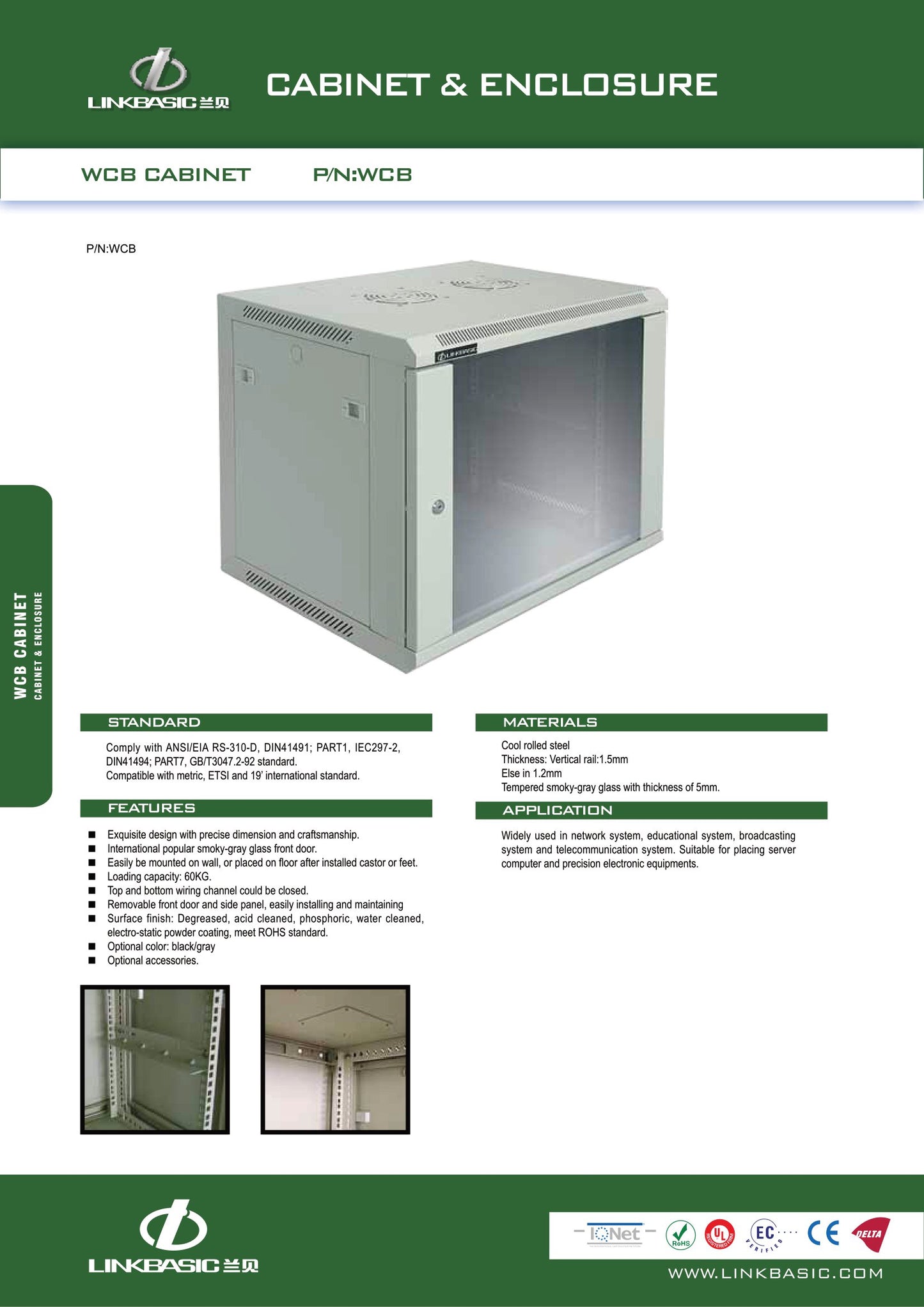 Linkbasic 9U Fixed Wall Box Network Cabinet.