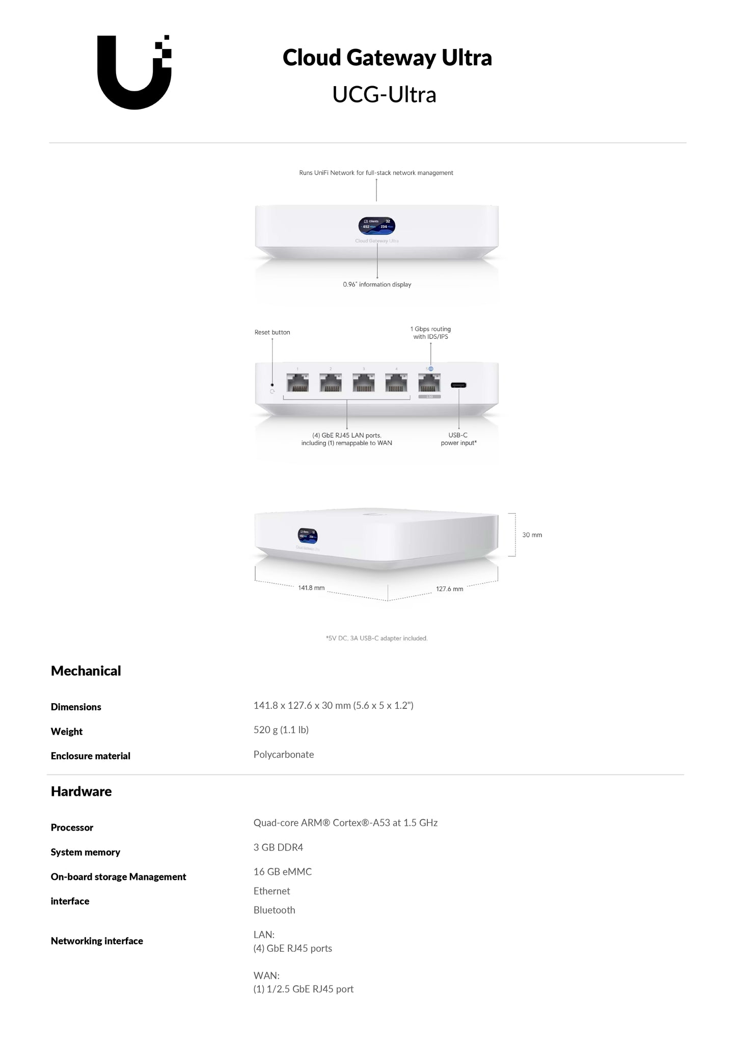 Ubiquiti Multi-WAN UniFi Cloud Gateway Ultra | UCG-Ultra
