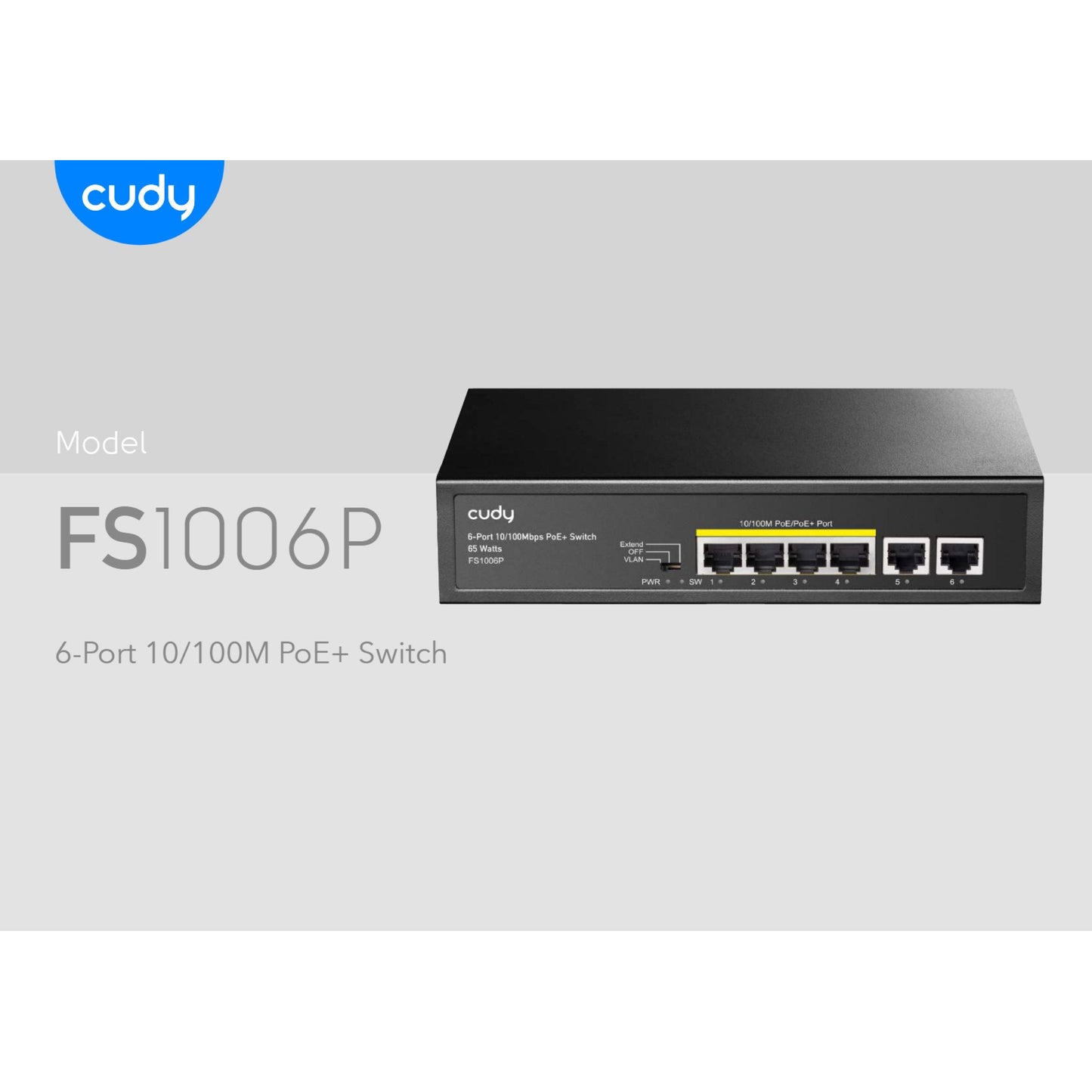 Cudy 6 Port Fast Ethernet 4 PoE 60W Switch | FS1006P