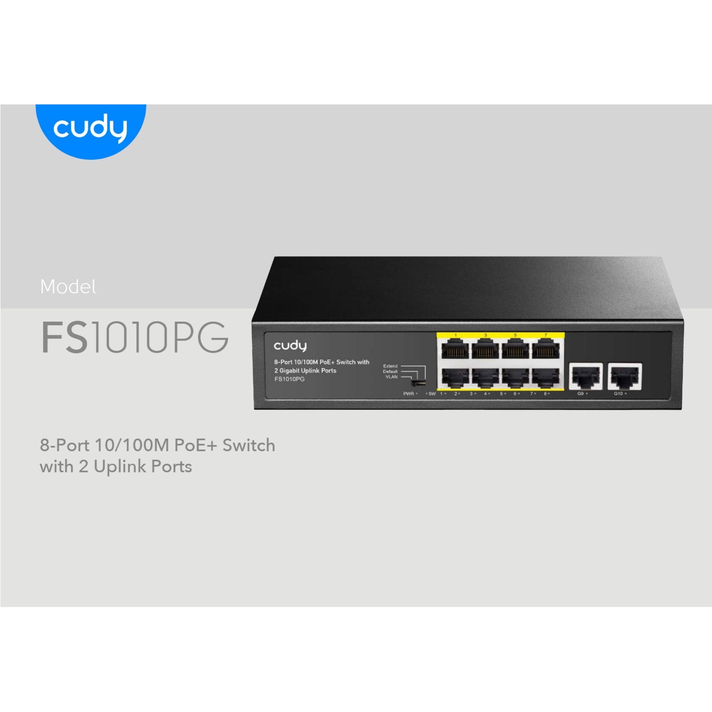 Cudy 8 Port Fast Ethernet PoE 115W 2 Gigabit Switch | FS1010PG