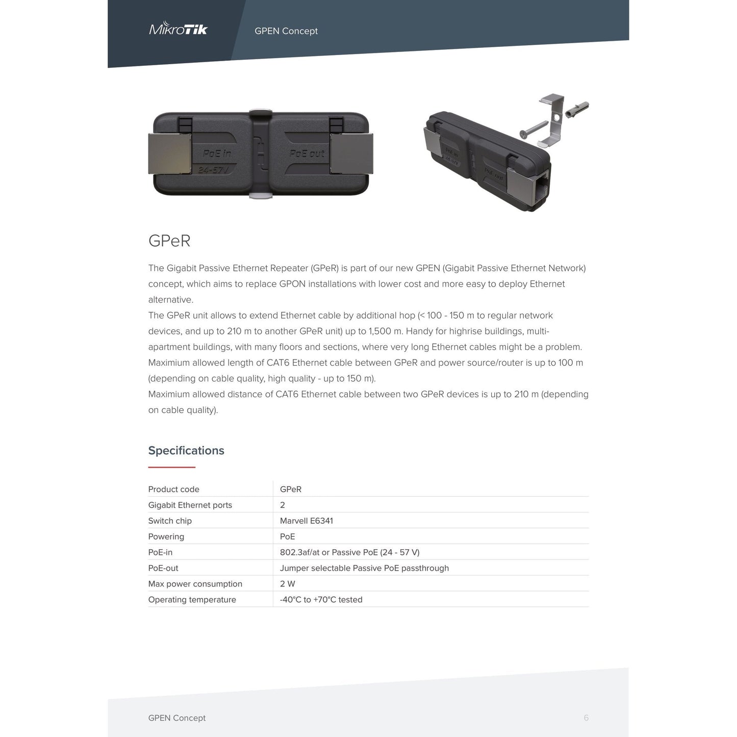 MikroTik Gigabit Passive Ethernet Repeater | GPeR