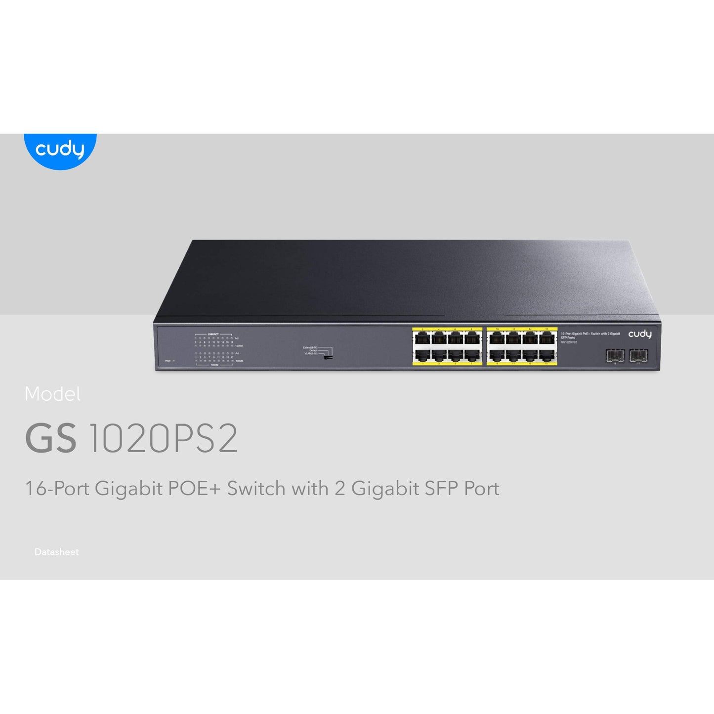 Cudy 16 Port Gigabit PoE 190W 2SFP Switch | GS1020PS2