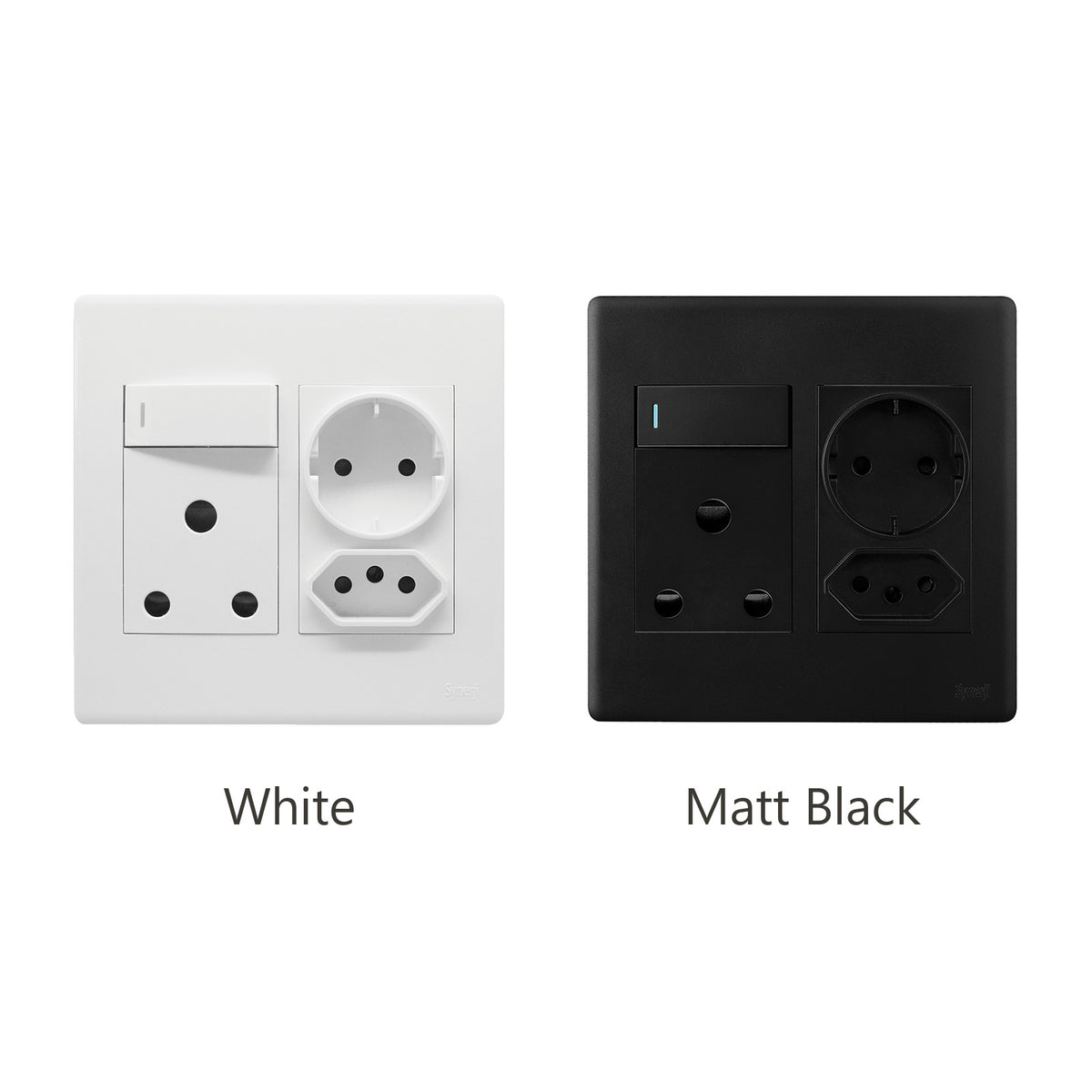 Synerji Deco 4x4 Wall Socket 16A with Euro & Schuko Sockets