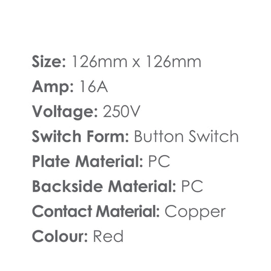 Synerji Deco 4x4 Dedicated Red Double Wall Socket 16A