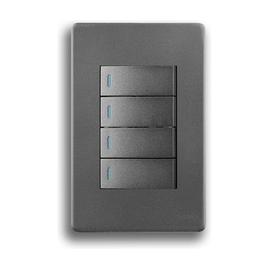Synerji Deco 4x2 Light Switch 4 Lever 1 Way 16A