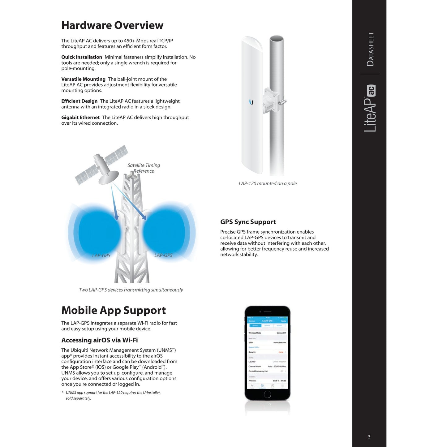 Ubiquiti UISP airMAX LiteAP AC 5GHz 17dBi 90° Radio with GPS | LAP-GPS