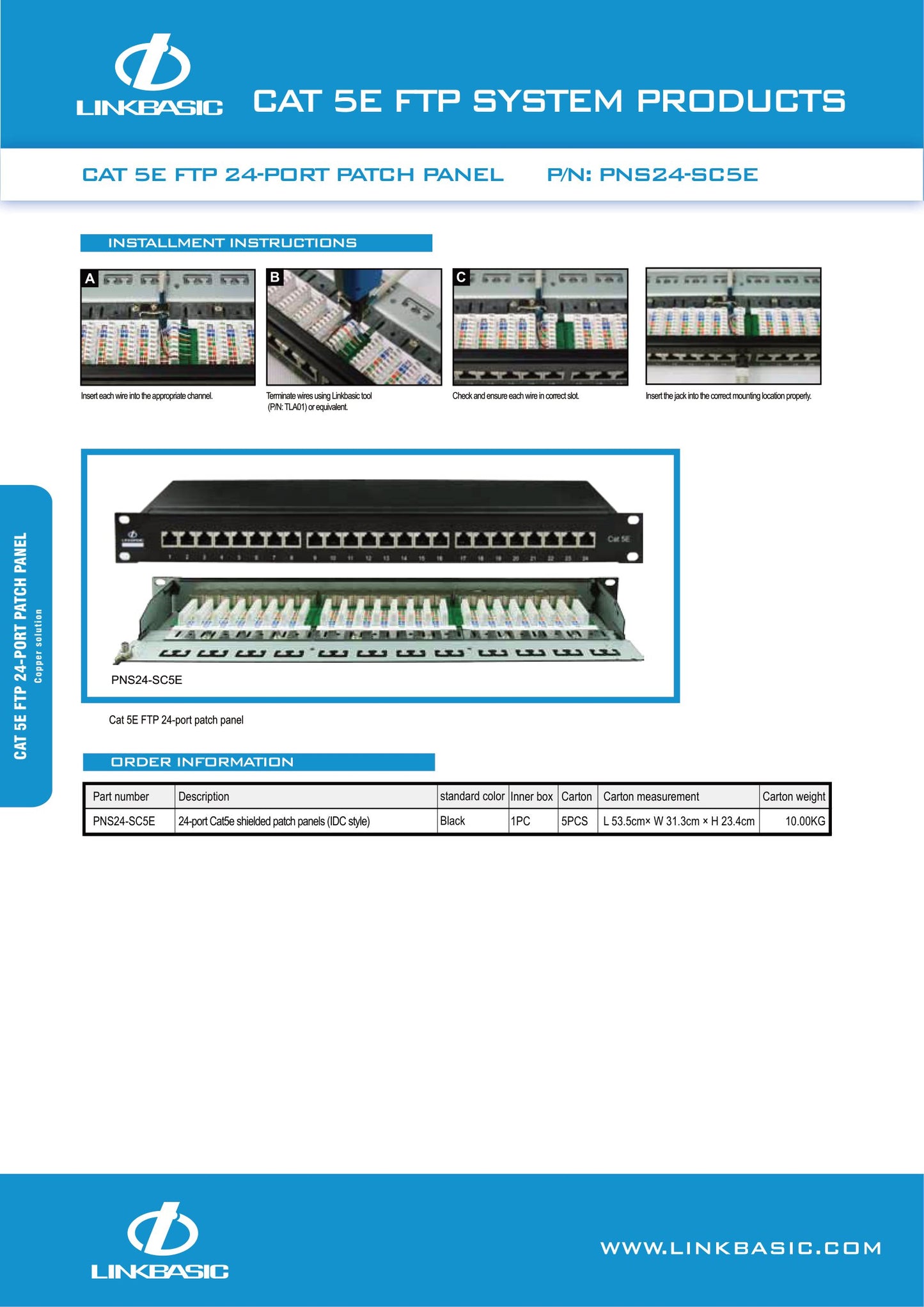 Linkbasic 24 Port Shielded Rack Mount Patch Panel