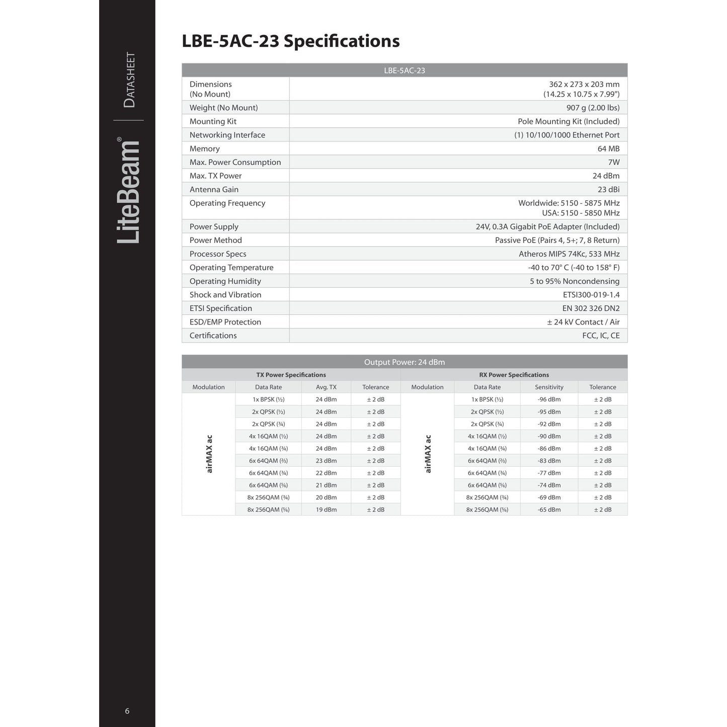Ubiquiti UISP airMAX LiteBeam M5 5GHz 23dBi Radio | LBE-M5-23