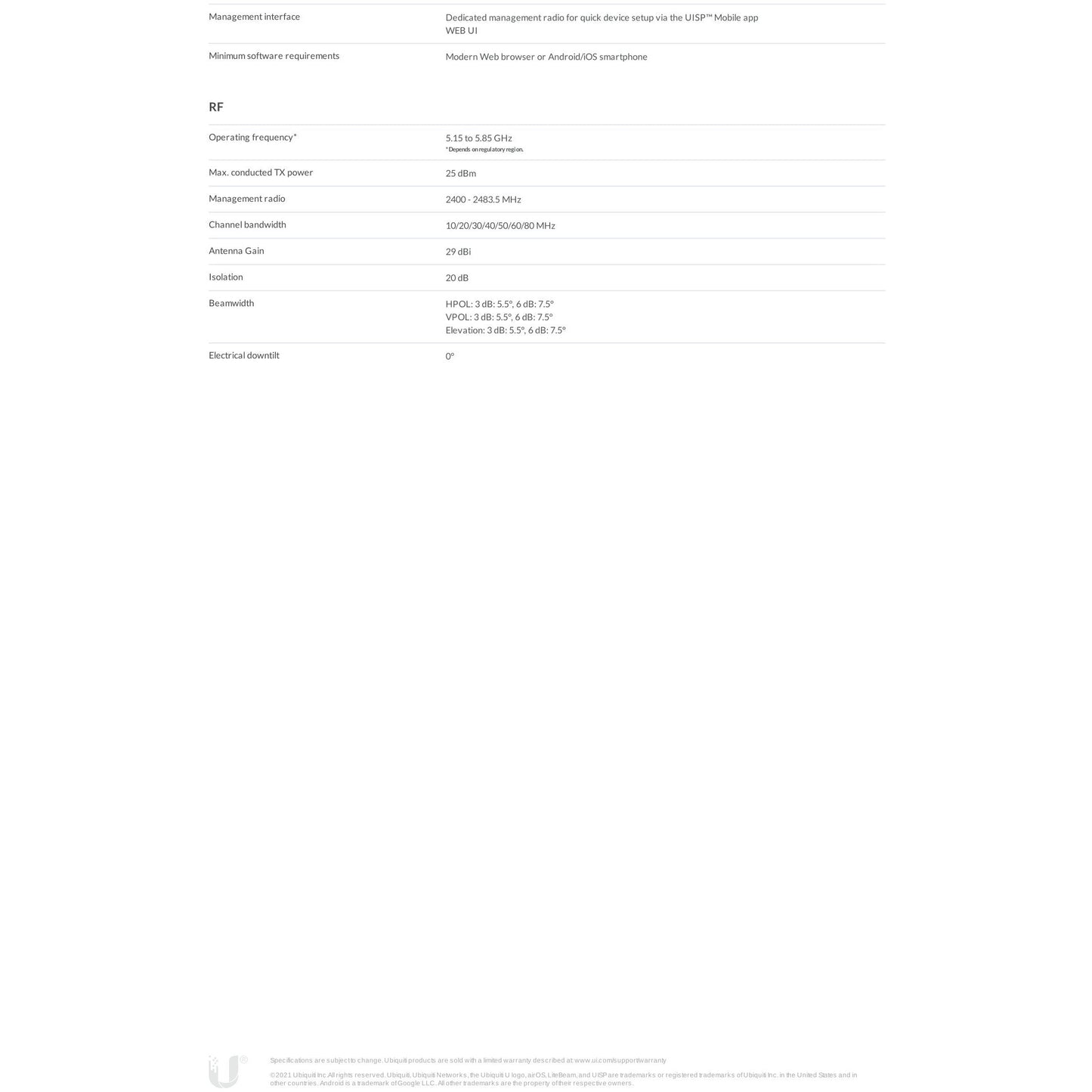 Ubiquiti UISP airMAX LiteBeam AC XR 5GHz 29dBi Radio | LBE-5AC-XR