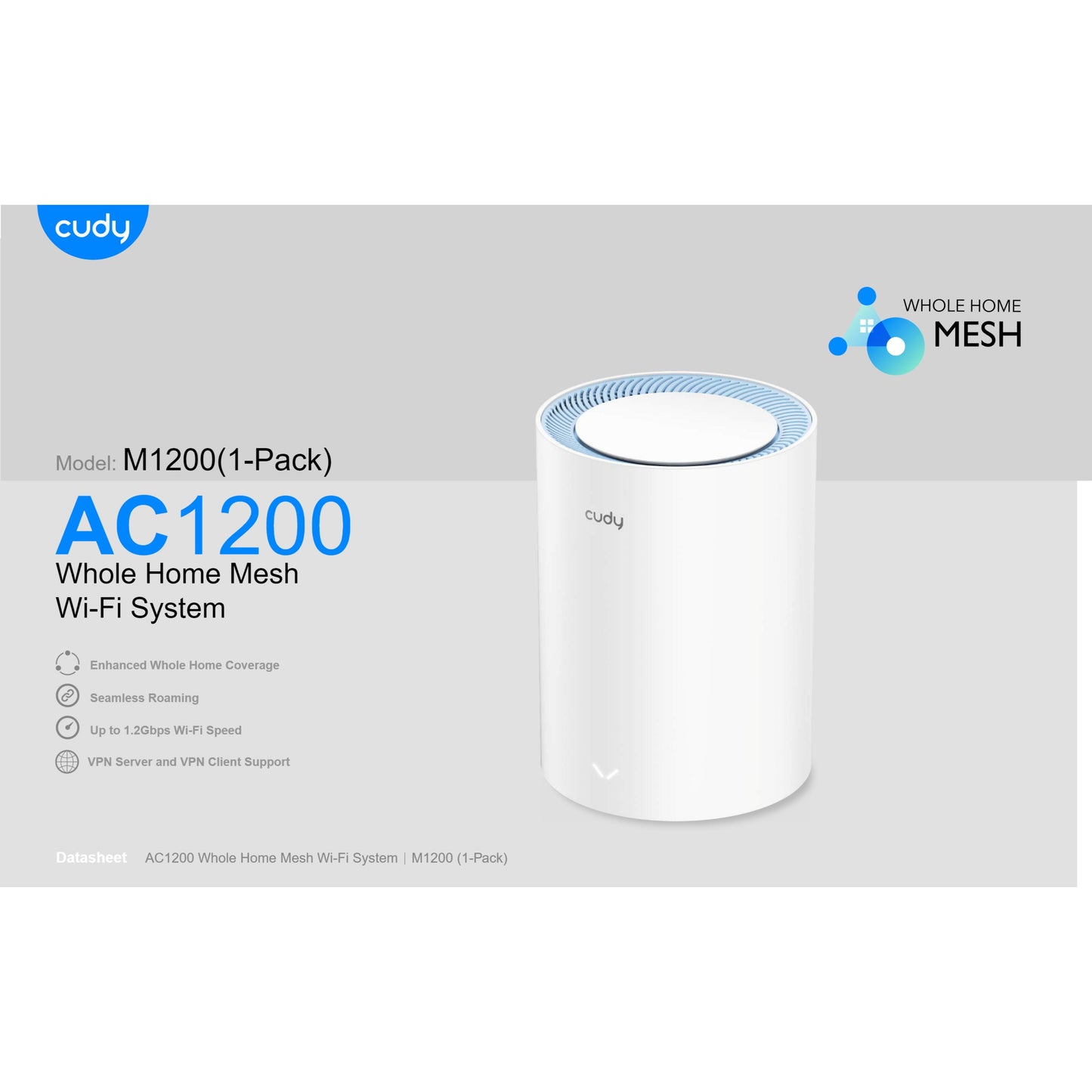 Cudy Dual Band WiFi 5 1200Mbps Fast Ethernet Mesh Router | M1200 (1-Pack)