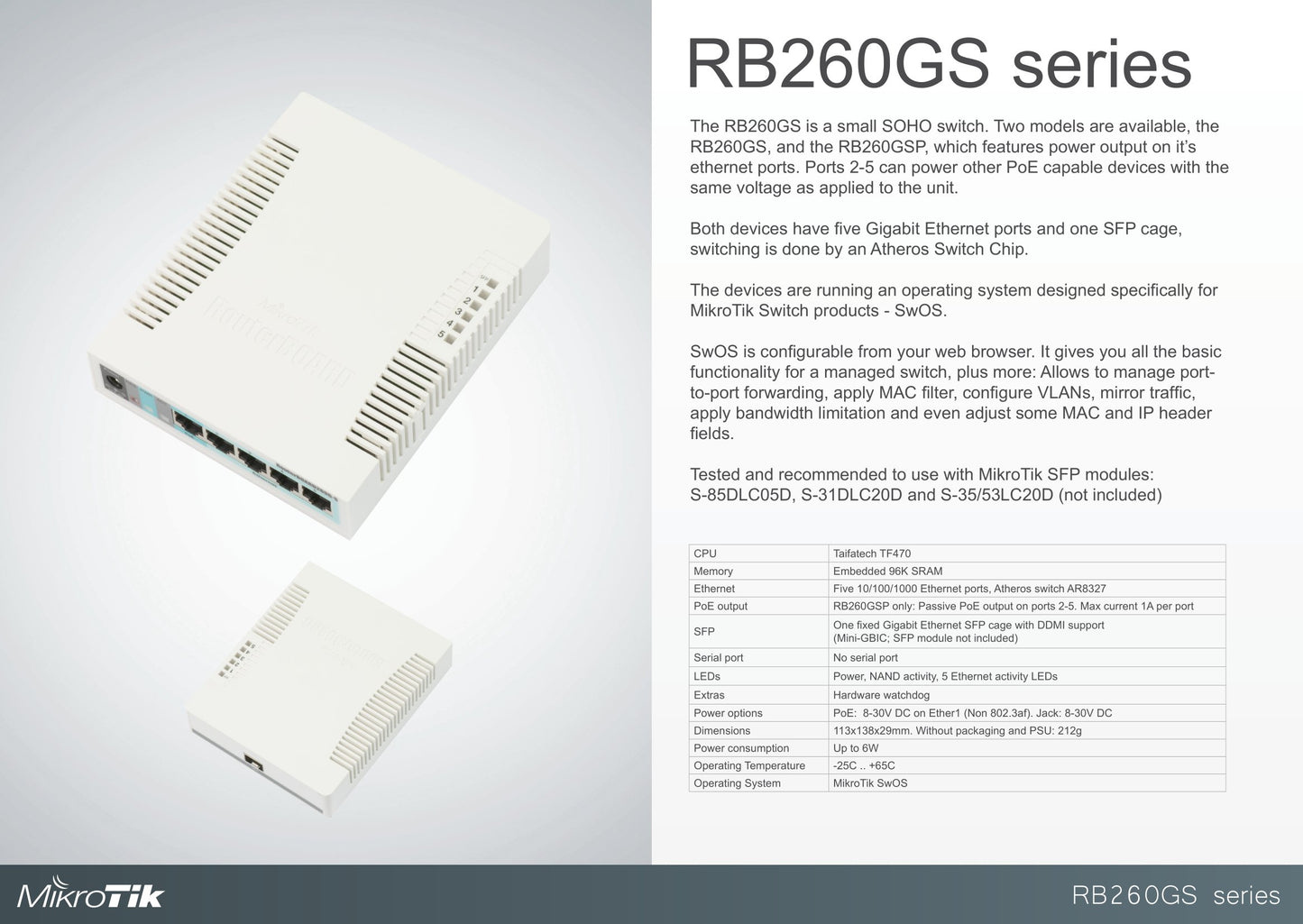MikroTik SwOS Smart Switch 5 Port Gigabit 1SFP PoE Out | CSS106-1G-4P-1S