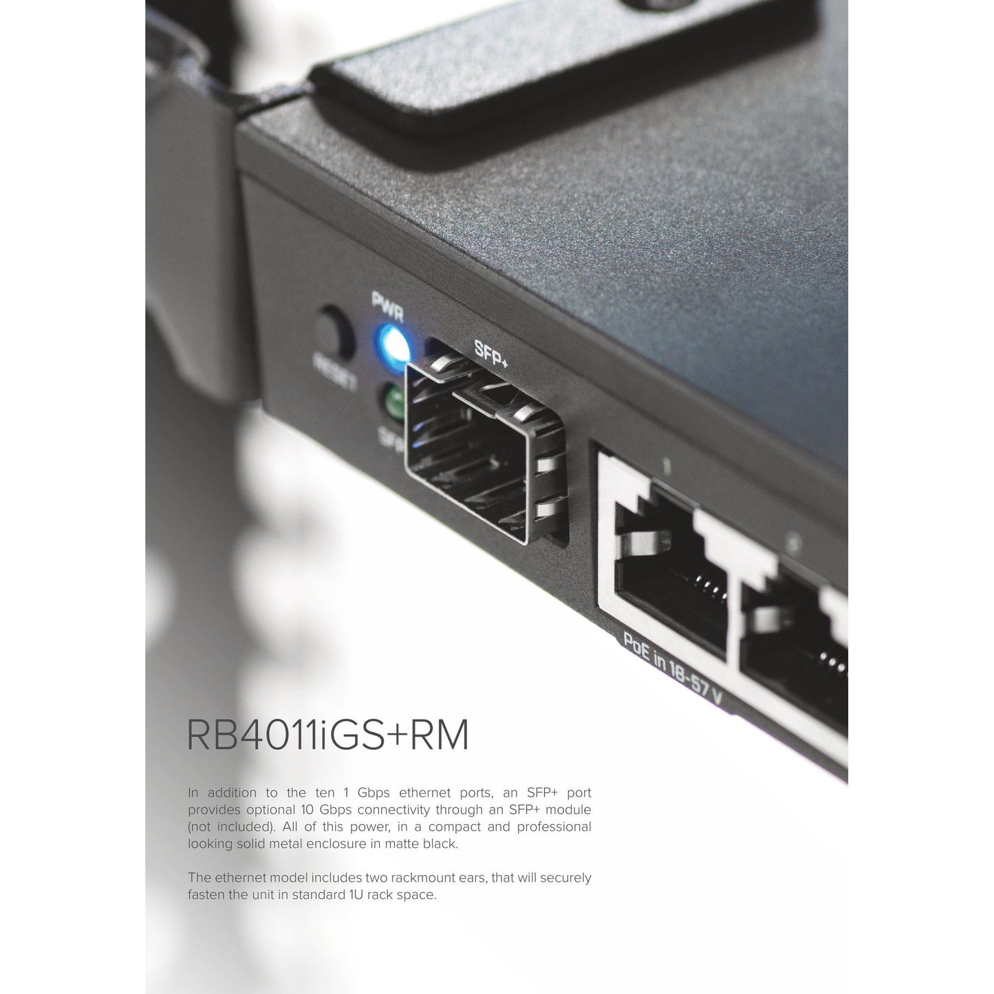 MikroTik 10 Port Gigabit 1SFP+ 4 Core L5 Rack-Mount Router | RB4011iGS+RM