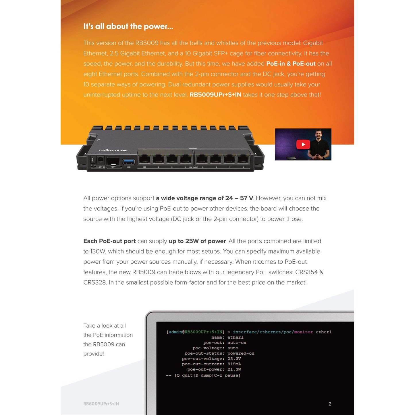 MikroTik 7 Gigabit 1x 2.5Gbps 1SFP+ 4 Core PoE Router | RB5009UPr+S+IN