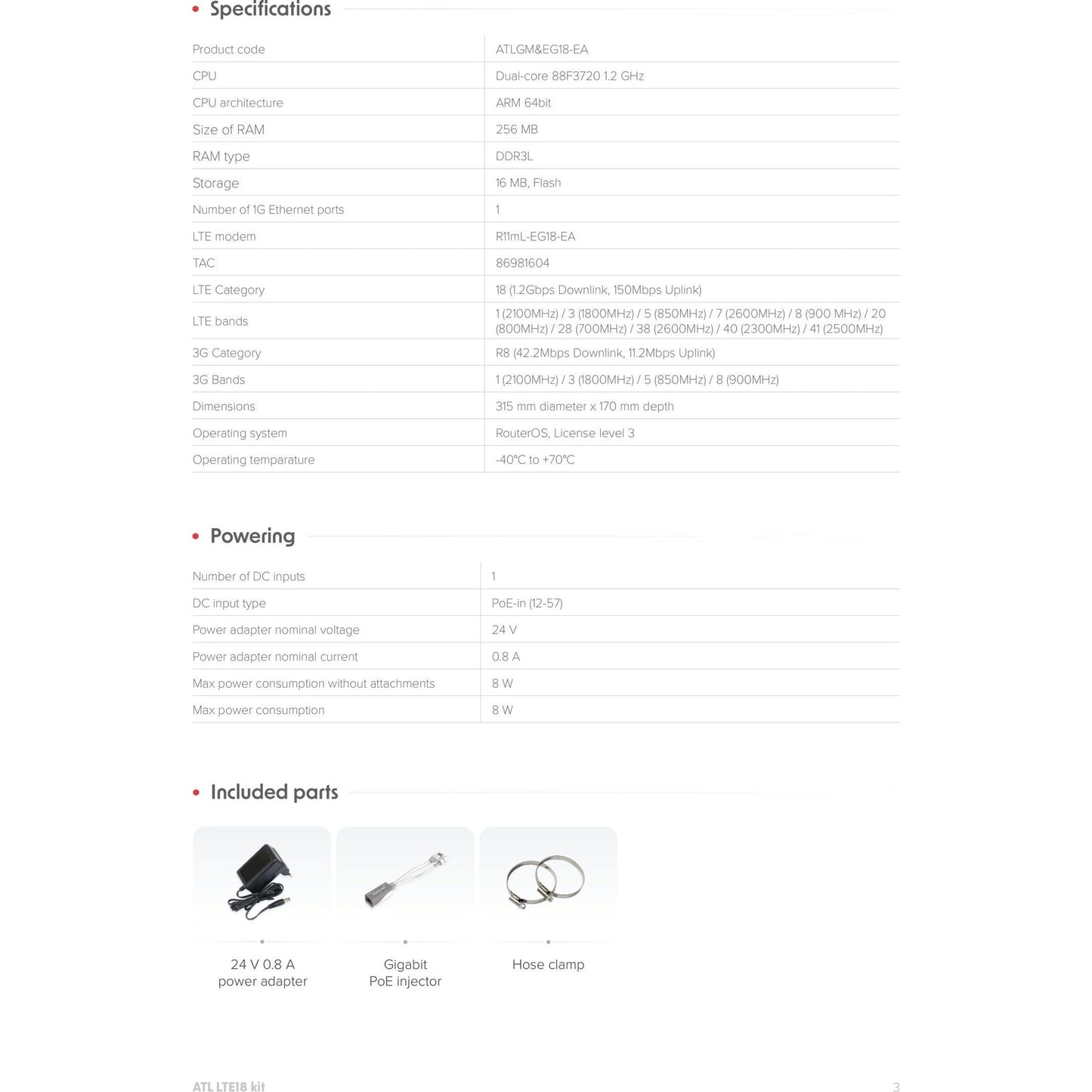 MikroTik ATL18 Kit LTE18 Wide Band Outdoor CPE | ATLGM&EG18-EA