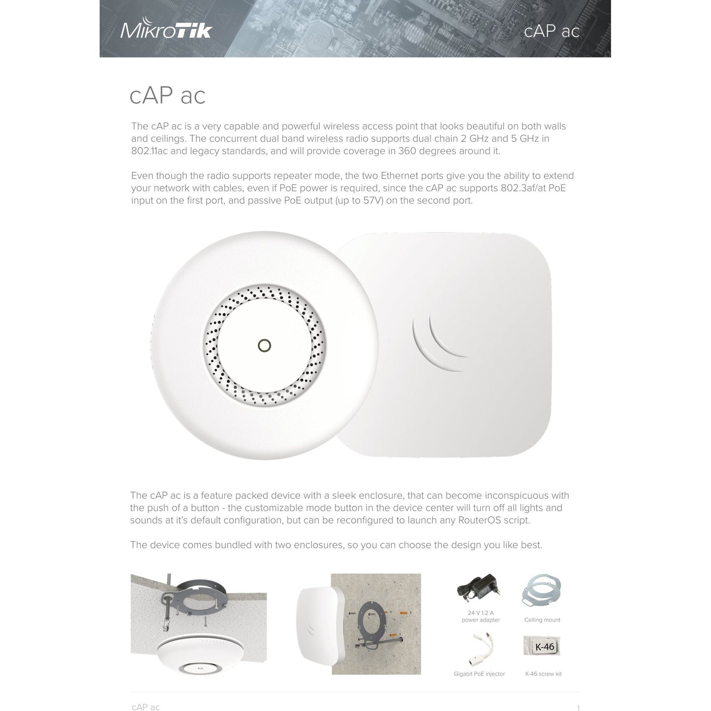 MikroTik cAP ac Dual Band 1200Mbps WiFi 5 Ceiling AP | RbcAPGi-5acD2nD