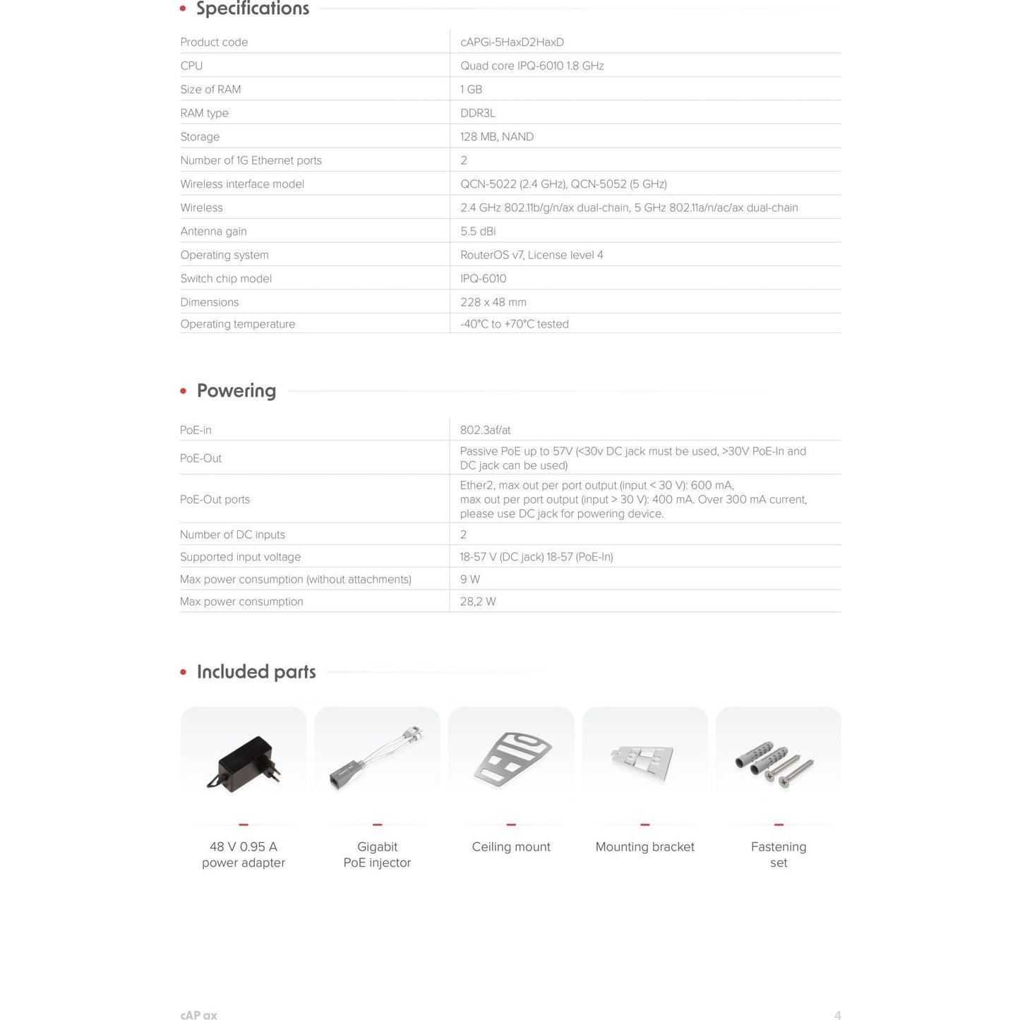 MikroTik cAP ax Dual Band WiFi 6 1800Mbps Ceiling AP | cAPGi-5HaxD2HaxD