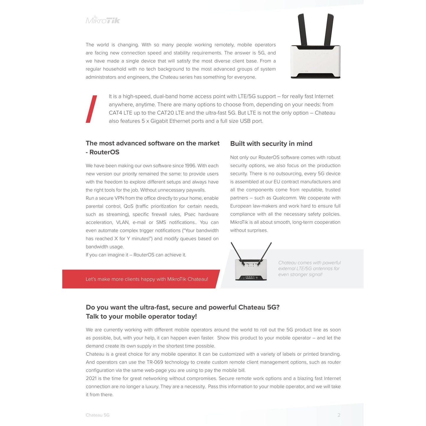 MikroTik Chateau 5G Dual Band AC 5 Port Gigabit Router | RBD53G-5HacD2HnD-TC&RG502Q-EA