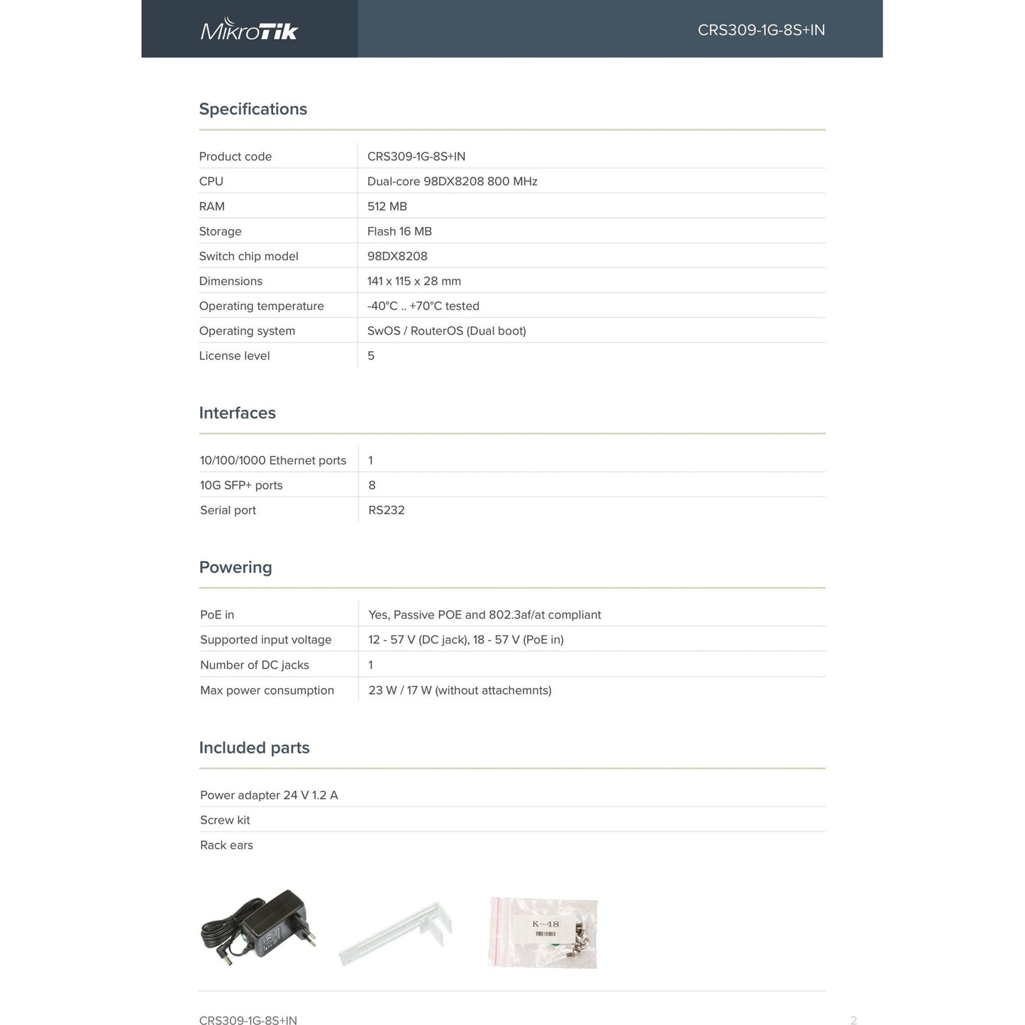 MikroTik Cloud Router Switch 8 Port SFP+ with PoE Input | CRS309-1G-8S+IN