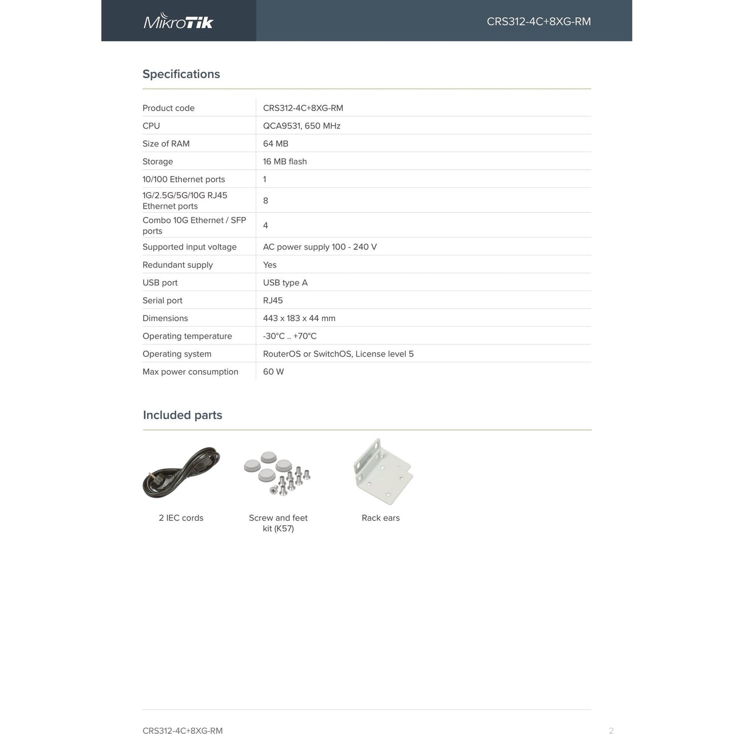 MikroTik Cloud Router Switch 8 Port 10Gbps 4SFP+/10Gbps Ports | CRS312-4C+8XG-RM
