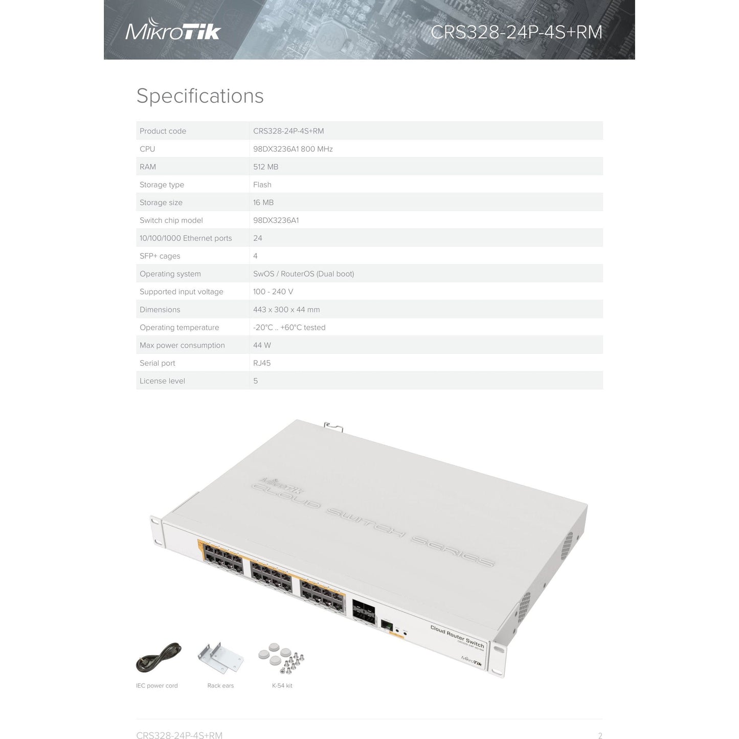 MikroTik Cloud Router Switch 24 Port PoE 450W 4SFP+| CRS328-24P-4S+RM